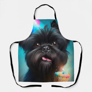 Affenpinscher viert Birthday Balloons cake Schort