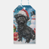Affenpinscher Winter Wonderland Kerstvreugde Cadeaulabel (Achterkant)
