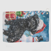 Affenpinscher Winter Wonderland Kerstvreugde Golfhanddoek (Horizontaal)