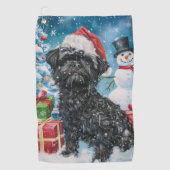 Affenpinscher Winter Wonderland Kerstvreugde Golfhanddoek (Voorkant)