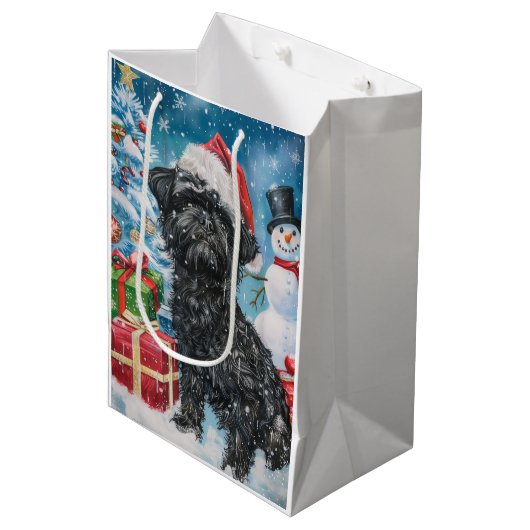 Affenpinscher Winter Wonderland Kerstvreugde Medium Cadeauzakje (Voorkant Gekanteld)