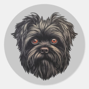 Affenpinscher Zwarte Hond Ronde Sticker