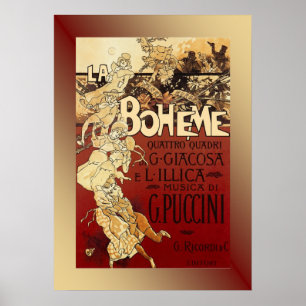 Affiche 1896 d'opéra de Puccini de ~ de Boheme de