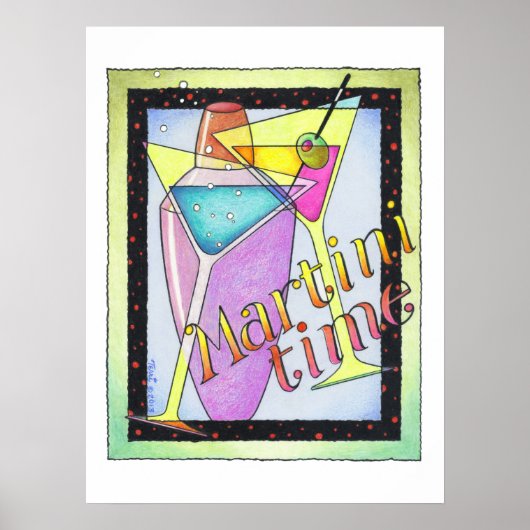 AFFICHE 18"x24" - HEURE MARTINI, Cocktails (Devant)