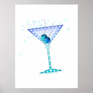 AFFICHE 18" X 24" - ART BLUE MARTINI