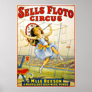 Affiche 1921 de cru de représentation de cirque