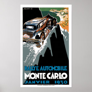 Affiche 1930 vintage d'art d'annonce d'automobile