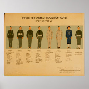 Affiche 1942 vintage de WPA d'uniforme militaire