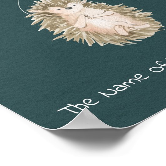 Affiche (20,3 x 25,4 cm) - Hérisson Avec Ballon (Coin)