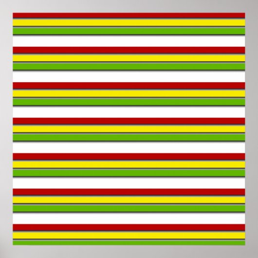 Affiche 52x52 ou plus petite, rayures rasta, horiz (Devant)