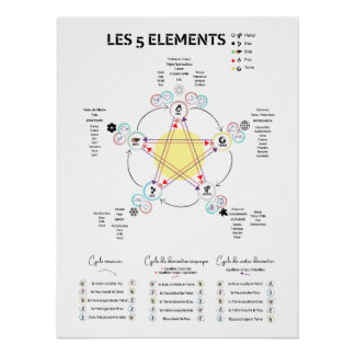Affiche 5 éléments Médecine Chinoise