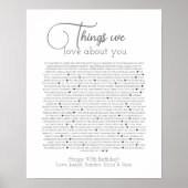 Affiche 90 choses que nous aimons de vous (Devant)