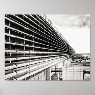 Affiche A4 Noir et Blanc de Bâtiment Industriel