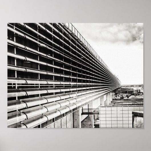 Affiche A4 Noir et Blanc de Bâtiment Industriel (Devant)