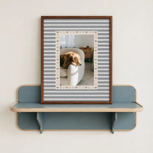Affiche à bordure de cœur gris - Cadeau photo pers