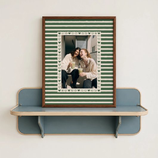 Affiche à bordure de cœur vert foncé - Cadeau pers