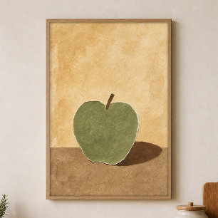 Affiche à l'aquarelle de la pomme et de son ombre