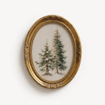 Affiche à l'aquarelle d'un pin d'hiver
