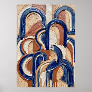 Affiche à motif d'arche en terre cuite bleue