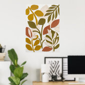 Affiche à motif de feuilles d'olive moutarde (Bureau à domicile)