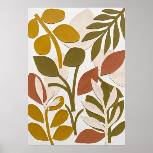 Affiche à motif de feuilles d'olive moutarde (Devant)