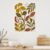 Affiche à motif de feuilles d'olive moutarde (Cuisine)