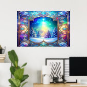 Affiche à motif de vitrail orné (Bureau à domicile)