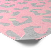 Affiche à motif léopard argenté rose pastel (Coin)