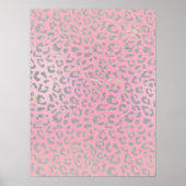 Affiche à motif léopard argenté rose pastel (Devant)