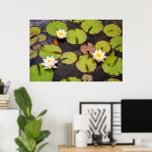 Affiche à motif triple lotus et nénuphar (Bureau à domicile)