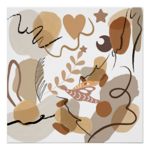 AFFICHE À THÈME ART BEIGE ABSTRAIT