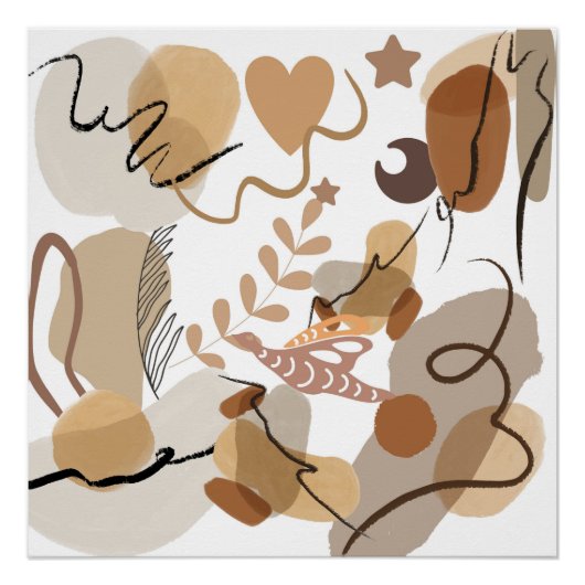 AFFICHE À THÈME ART BEIGE ABSTRAIT (Devant)