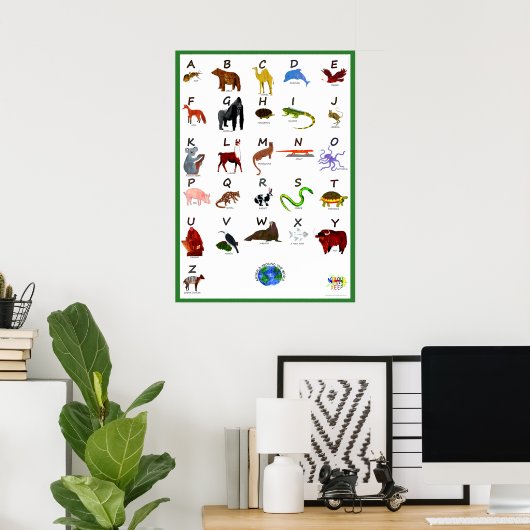 AFFICHE ABC DES ANIMAUX AUTOUR DU MONDE (Bureau à domicile)