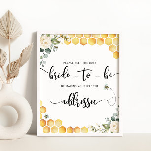 Affiche Abeille Aide la mariée occupée à adresser