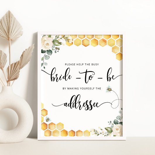 Affiche Abeille Aide la mariée occupée à adresser