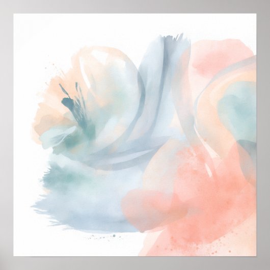 Affiche abstraite aquarelle corail sarcelle | Art (Devant)