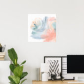 Affiche abstraite aquarelle corail sarcelle | Art (Bureau à domicile)