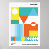 Affiche Abstraite Bauhaus Orange Sarcelle (Devant)