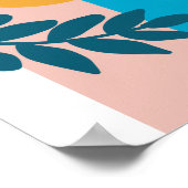 affiche Abstraite boho géométrique arc jaune bleu (Coin)