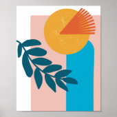 affiche Abstraite boho géométrique arc jaune bleu (Devant)