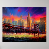Affiche Abstraite colorée de San Francisco Skyline (Devant)