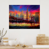Affiche Abstraite colorée de San Francisco Skyline (Cuisine)