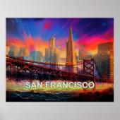 Affiche Abstraite colorée de San Francisco Skyline (Devant)