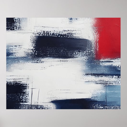 affiche Abstraite contemporaine rouge bleu blanc (Devant)