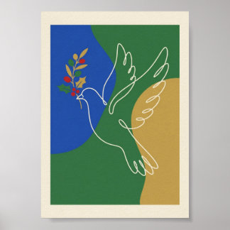 Affiche Abstraite de Colombe de Paix Minimaliste e