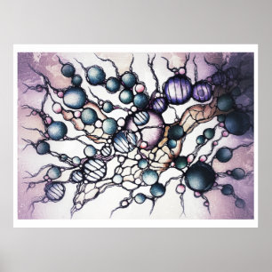 Affiche abstraite de flux dynamique neurographique