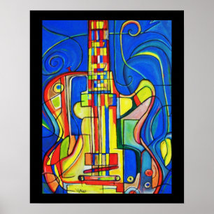 Affiche abstraite de guitare par ValAries