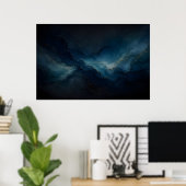 Affiche abstraite de la marée profonde bleu sarcel (Bureau à domicile)