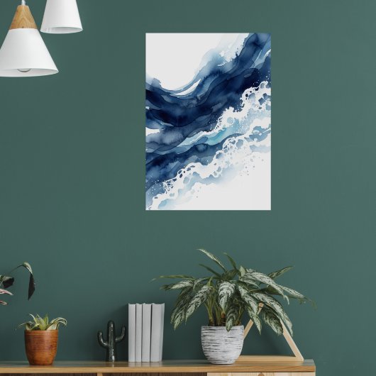 Affiche abstraite de vague d'océan bleu (Salon 1)