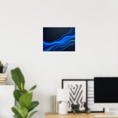 Affiche abstraite de vagues fluides bleu électriqu (Bureau à domicile)